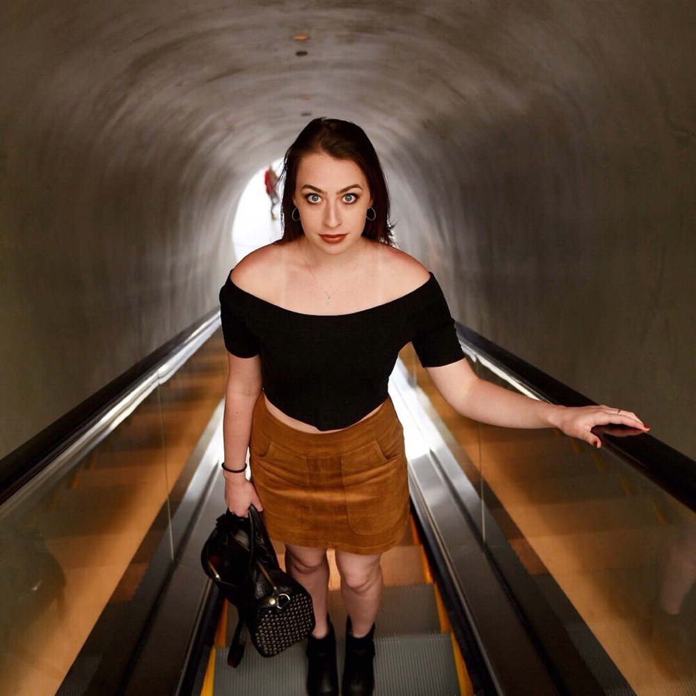 Suede mini skirt